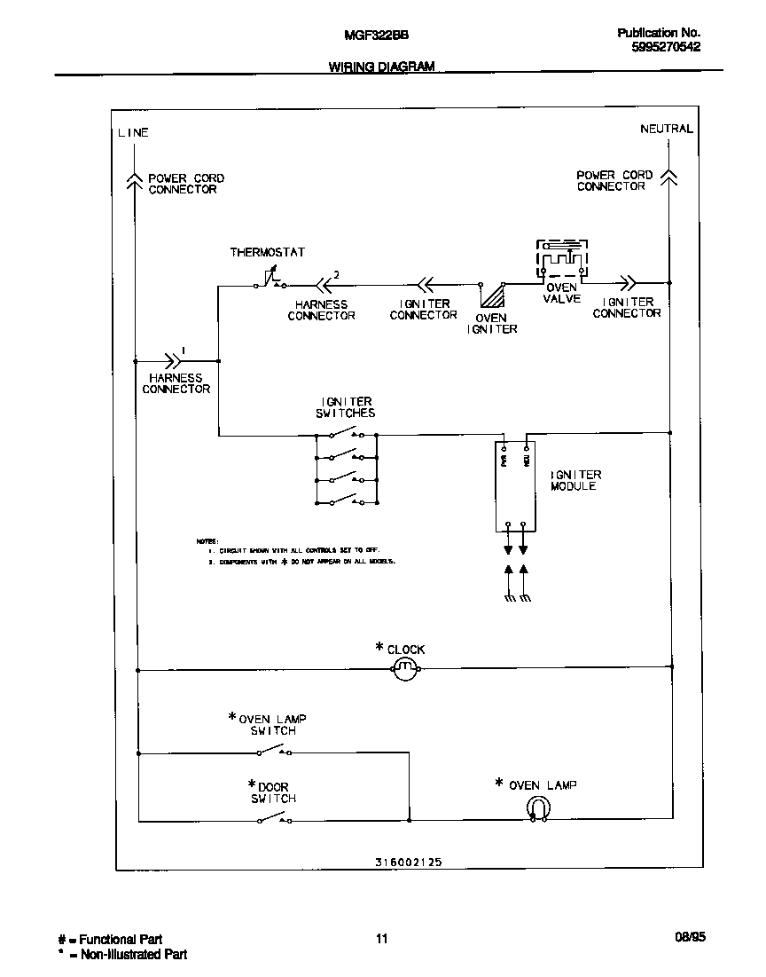 Universal/Multiflex (Frigidaire) MGF322BBWC wiring diagram diagram