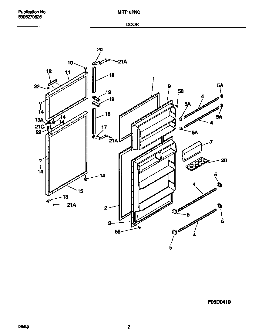 Universal/Multiflex (Frigidaire) MRT16PNCZ0 door diagram