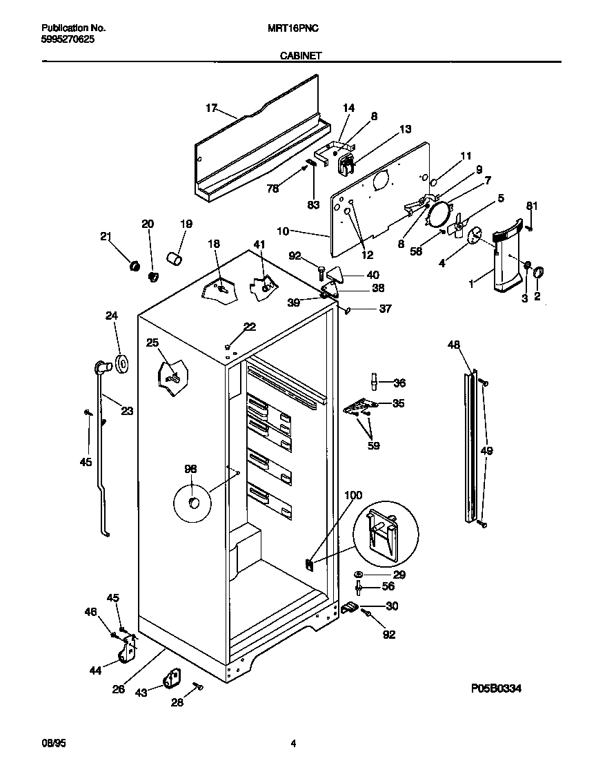 Universal/Multiflex (Frigidaire) MRT16PNCZ0 cabinet diagram