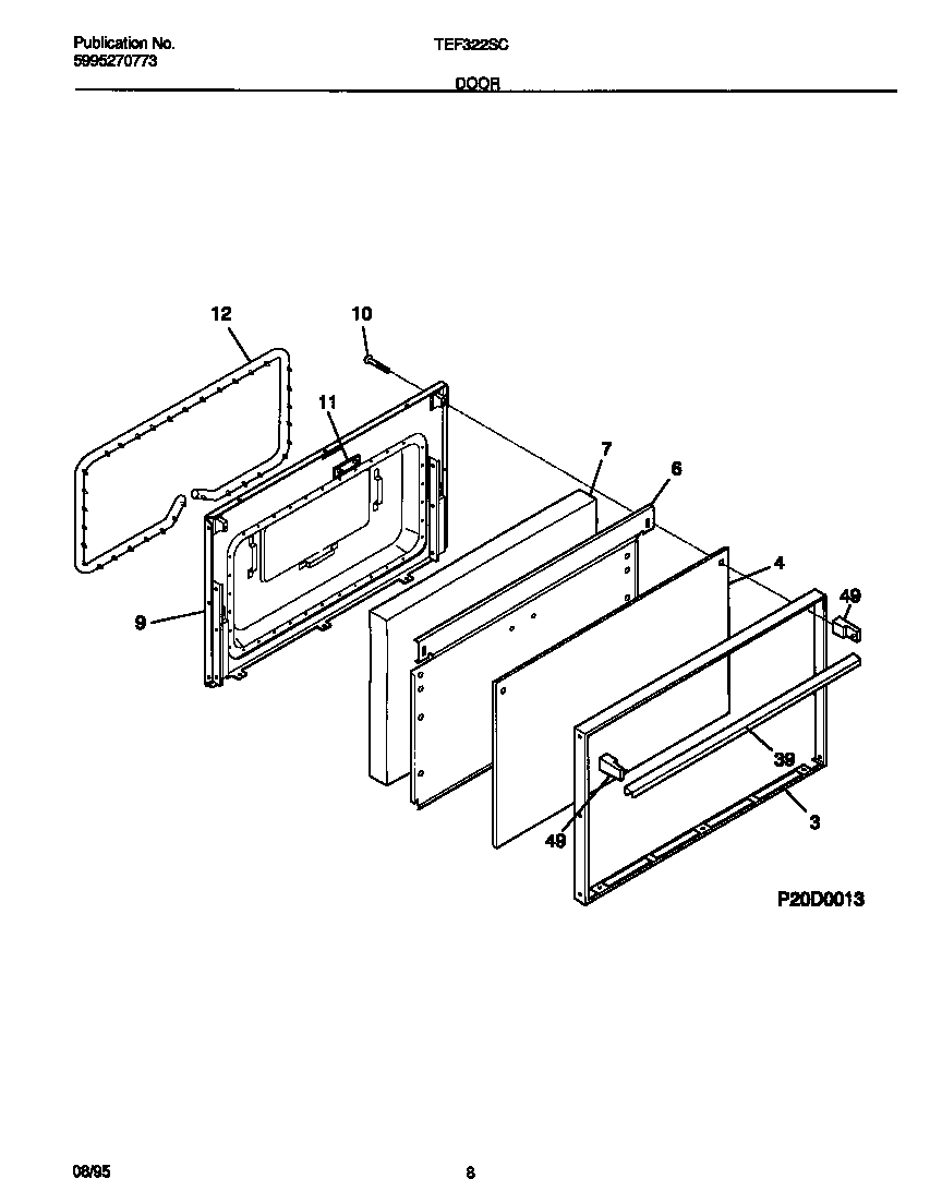Tappan TEF322SCWA door diagram
