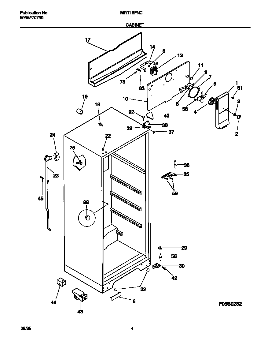 Universal/Multiflex (Frigidaire) MRT18FNCD1 cabinet diagram