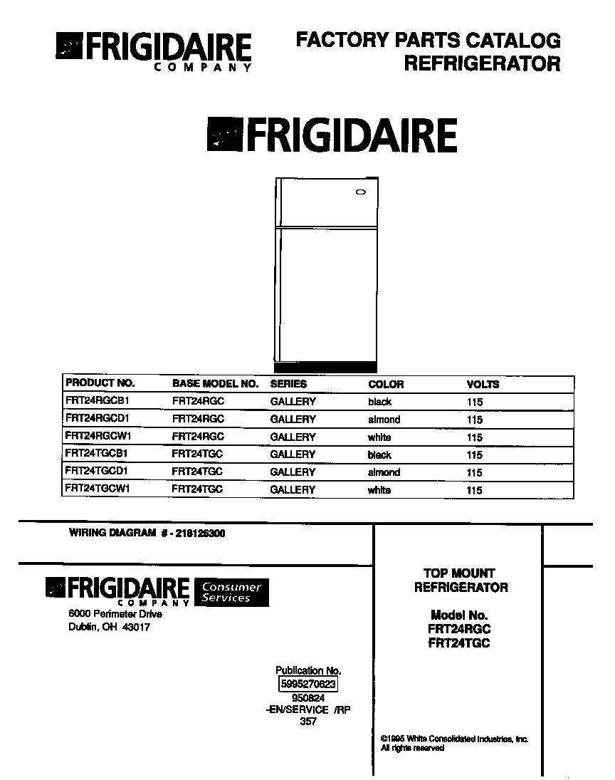 Frigidaire FRT24TGCD1 cover diagram
