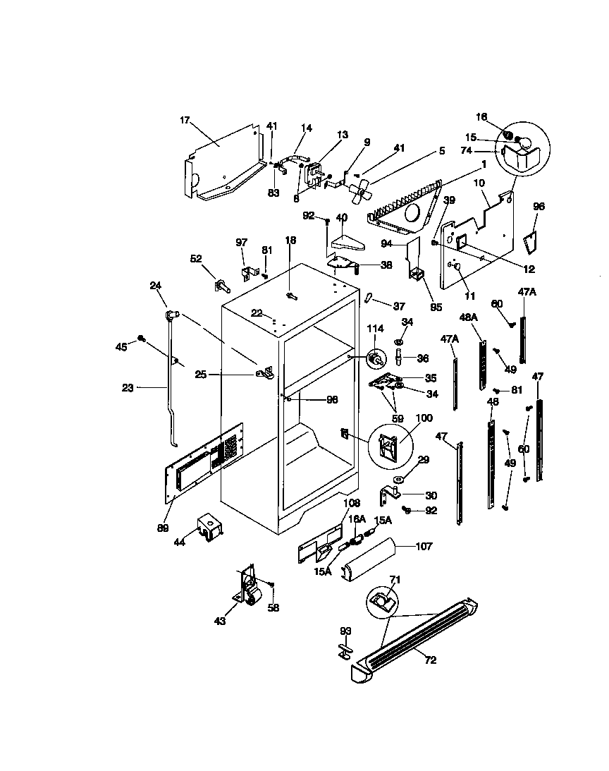 Frigidaire FRT24TGCD1 cabinet diagram