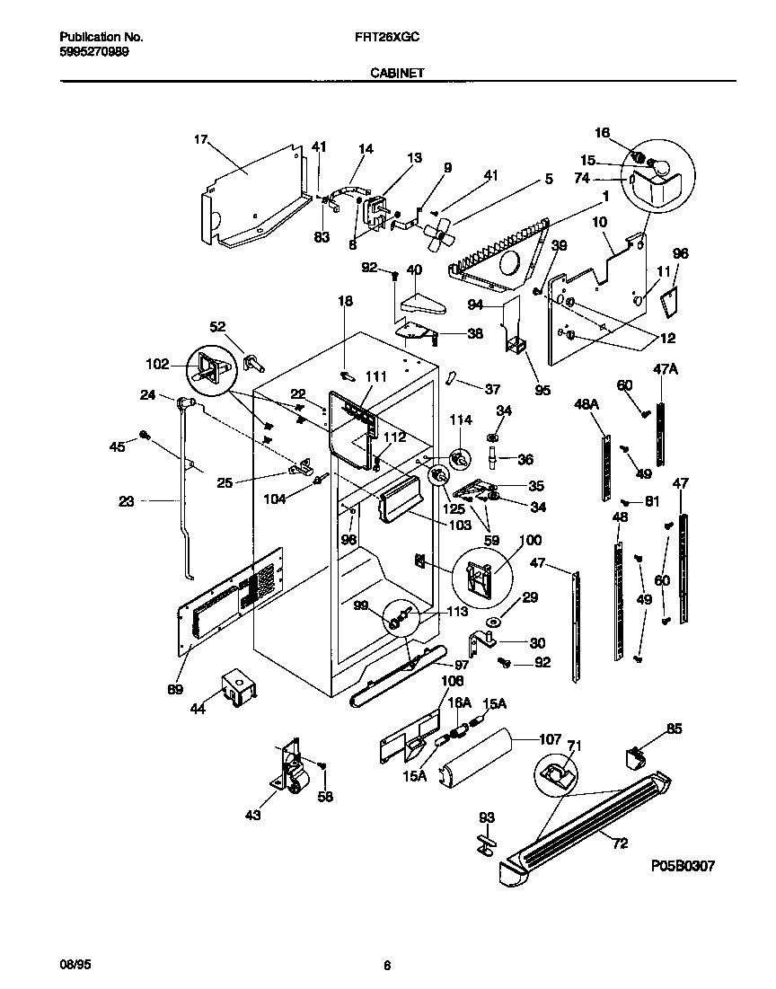 Frigidaire FRT26XGCD1 cabinet diagram
