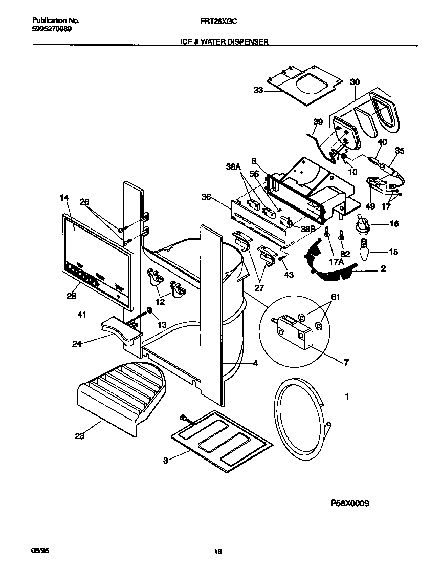 Frigidaire FRT26XGCD1 ice & water dispenser diagram