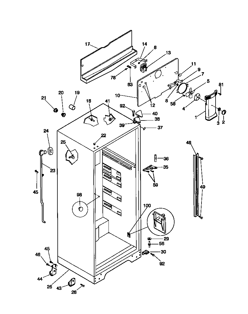 Universal/Multiflex (Frigidaire) MRT16RNCD0 cabinet diagram