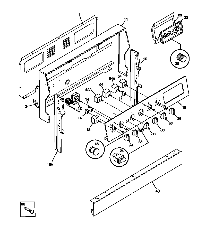 Tappan TEF357BCDA backguard diagram