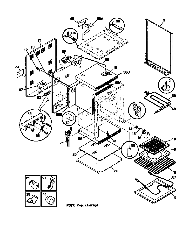Tappan TEF357BCDA body diagram