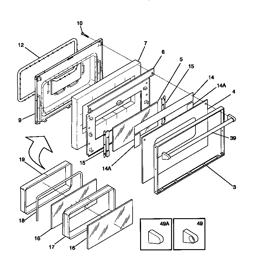 Tappan TEF357BCDA door diagram