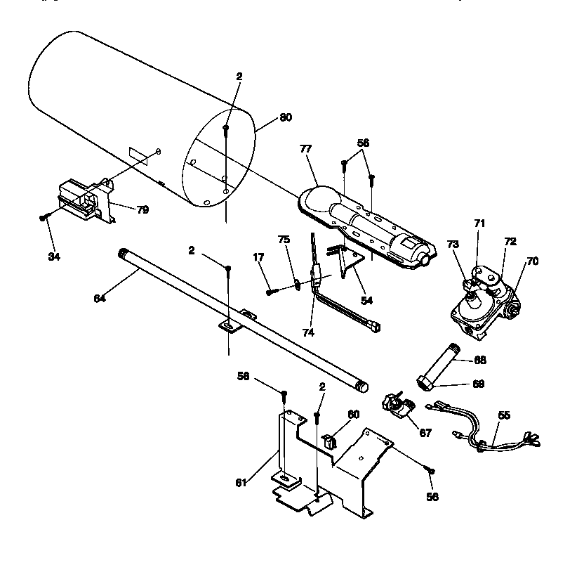 Universal/Multiflex (Frigidaire) MDG116RBW1 burner diagram