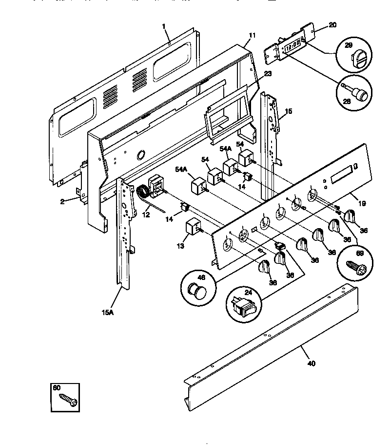 Tappan TEF324BCWA backguard diagram