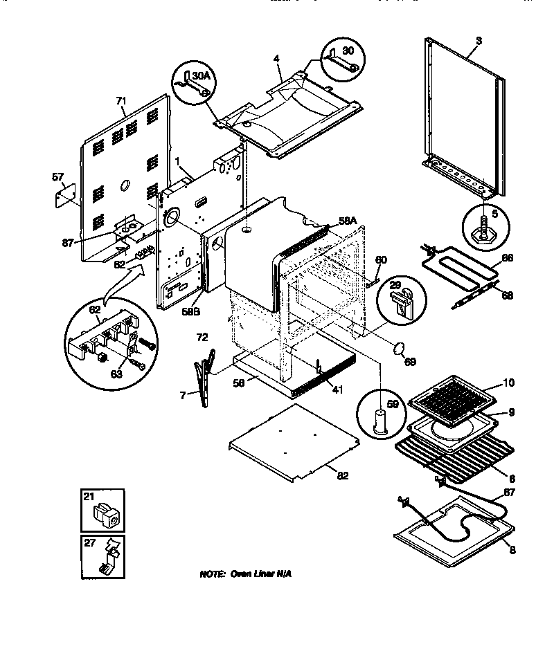 Tappan TEF324BCWA body diagram