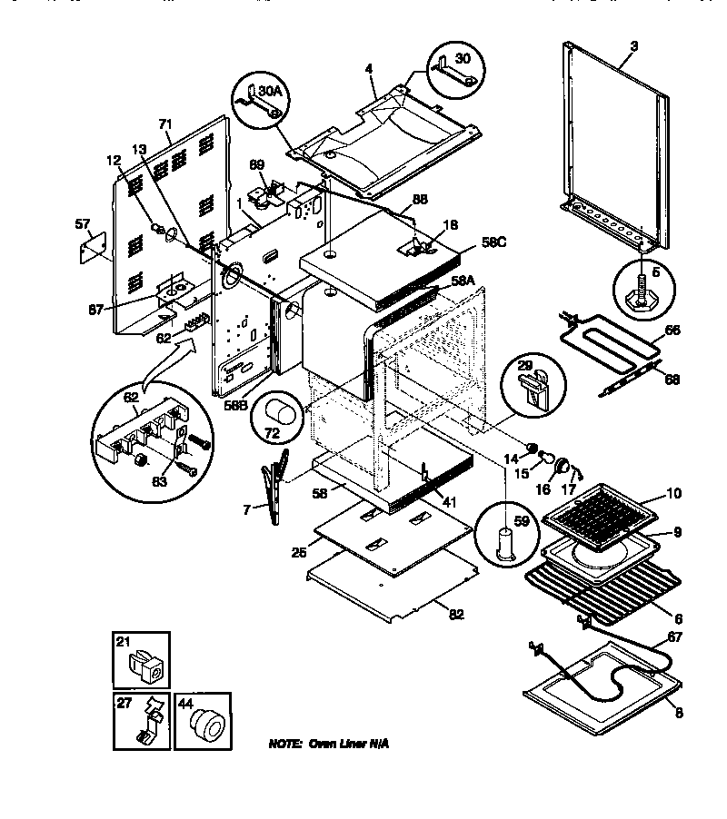 Tappan TEF352SCWA body diagram