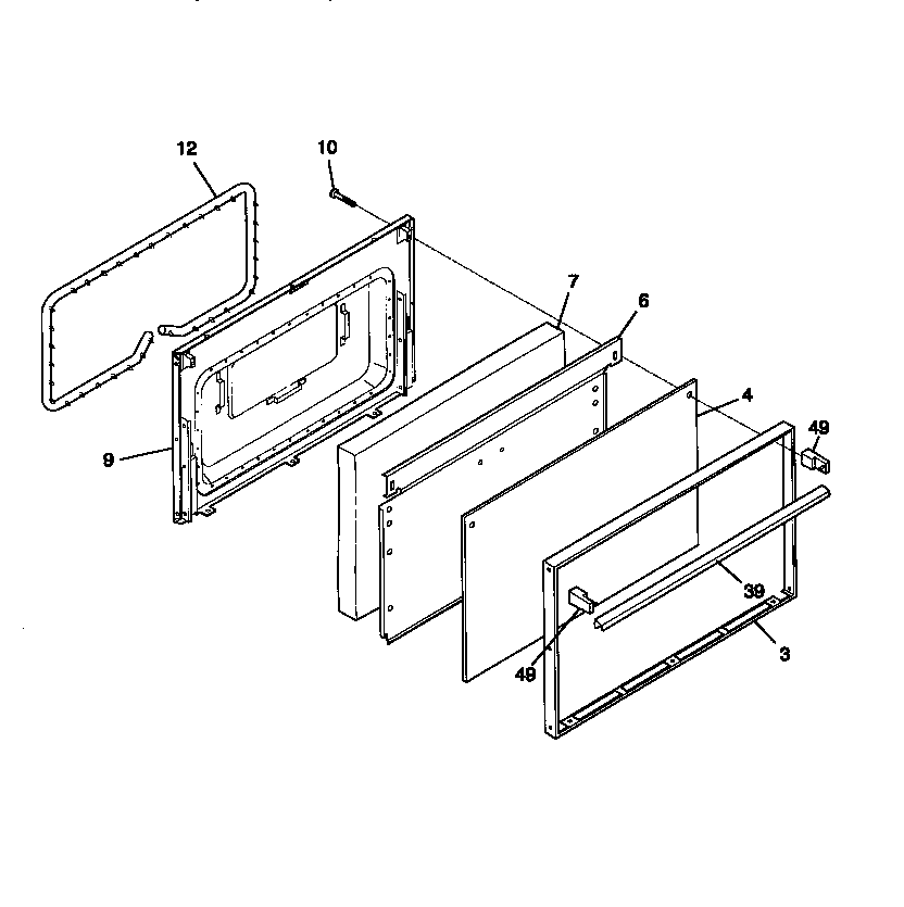 Tappan TEF352SCWA door diagram