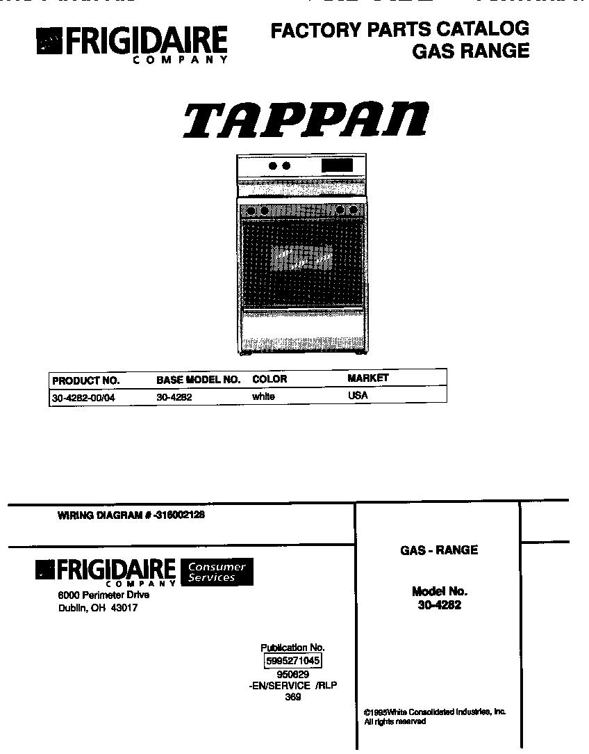 Tappan 30-4282-00-04 cover diagram
