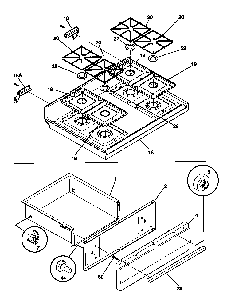 Tappan 30-4282-00-04 top/drawer diagram