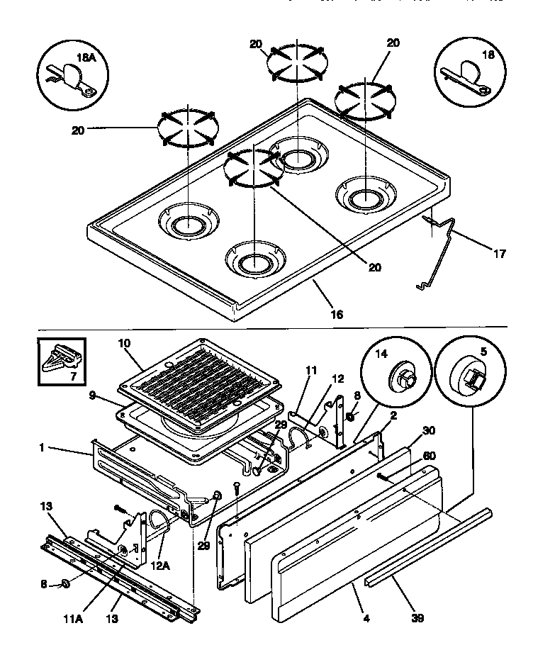 Tappan 30-2232-23-04 top/drawer diagram