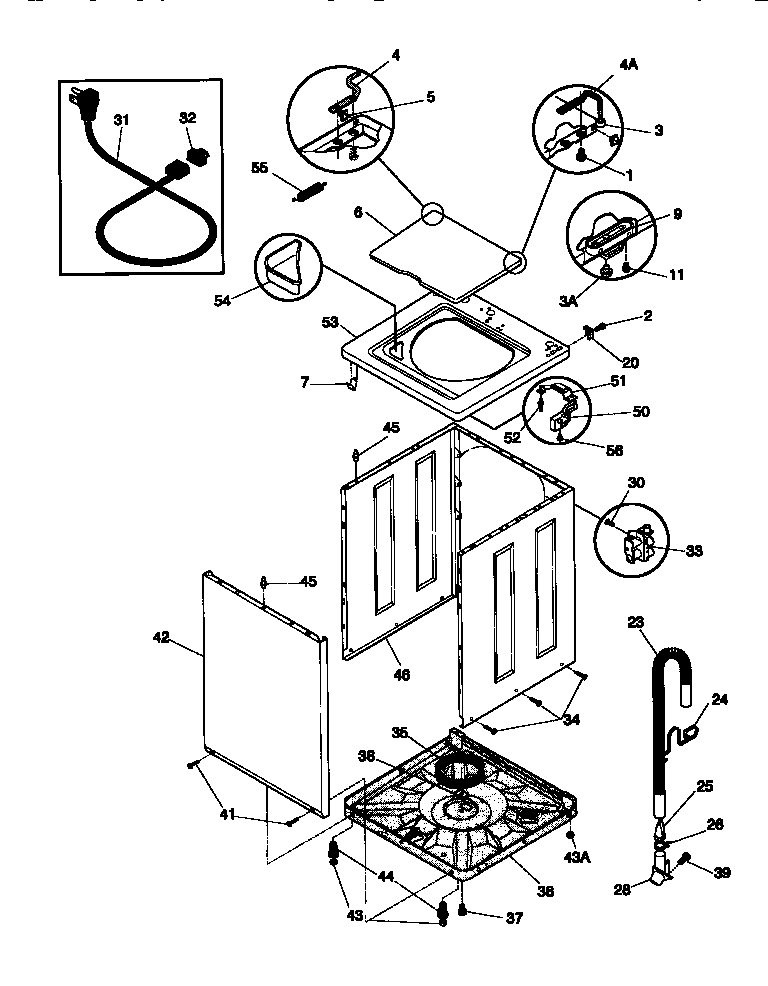 Tappan TWX645RBD2 cabinet/top diagram