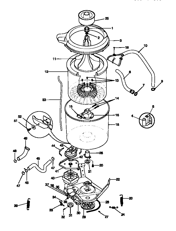 Tappan TWX645RBD2 motor/tub diagram