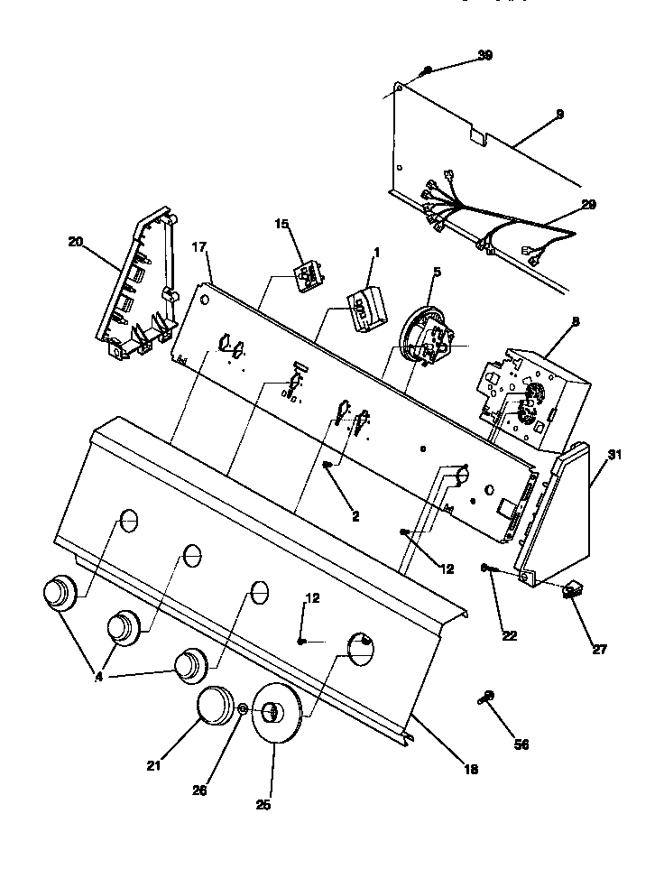 Tappan TWX645RBD2 control panel diagram