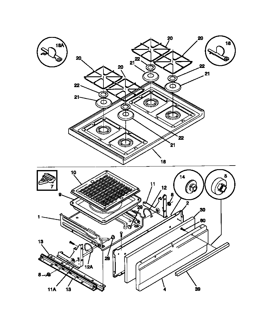 Tappan 30-3053-00-03 top/drawer diagram