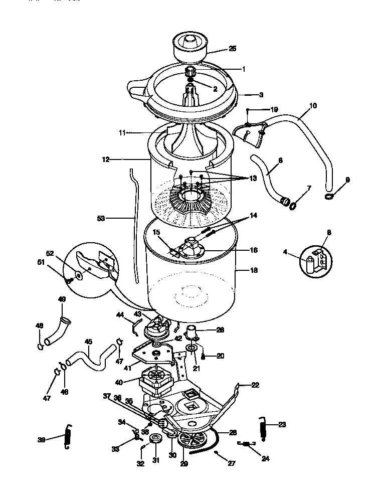 White-Westinghouse WWX645RBS1 motor/tub diagram