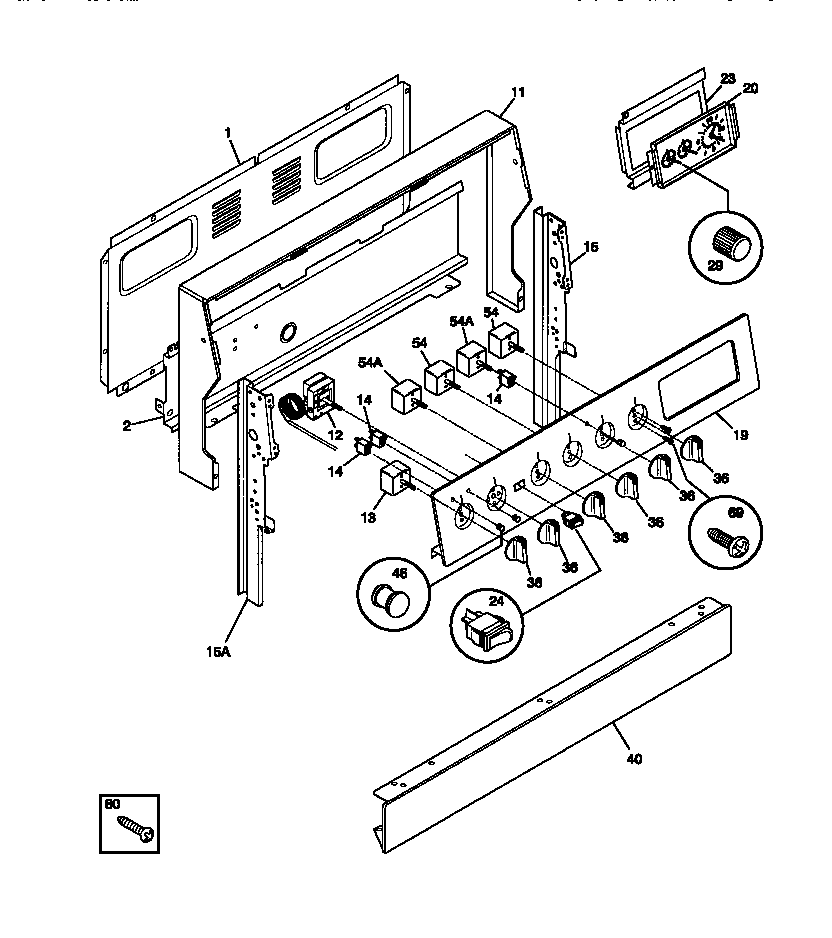 Tappan TEF354BCDA backguard diagram