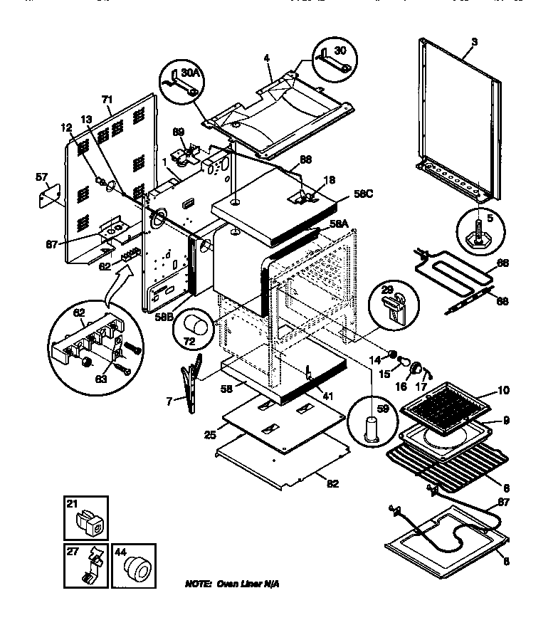 Tappan TEF354BCDA body diagram