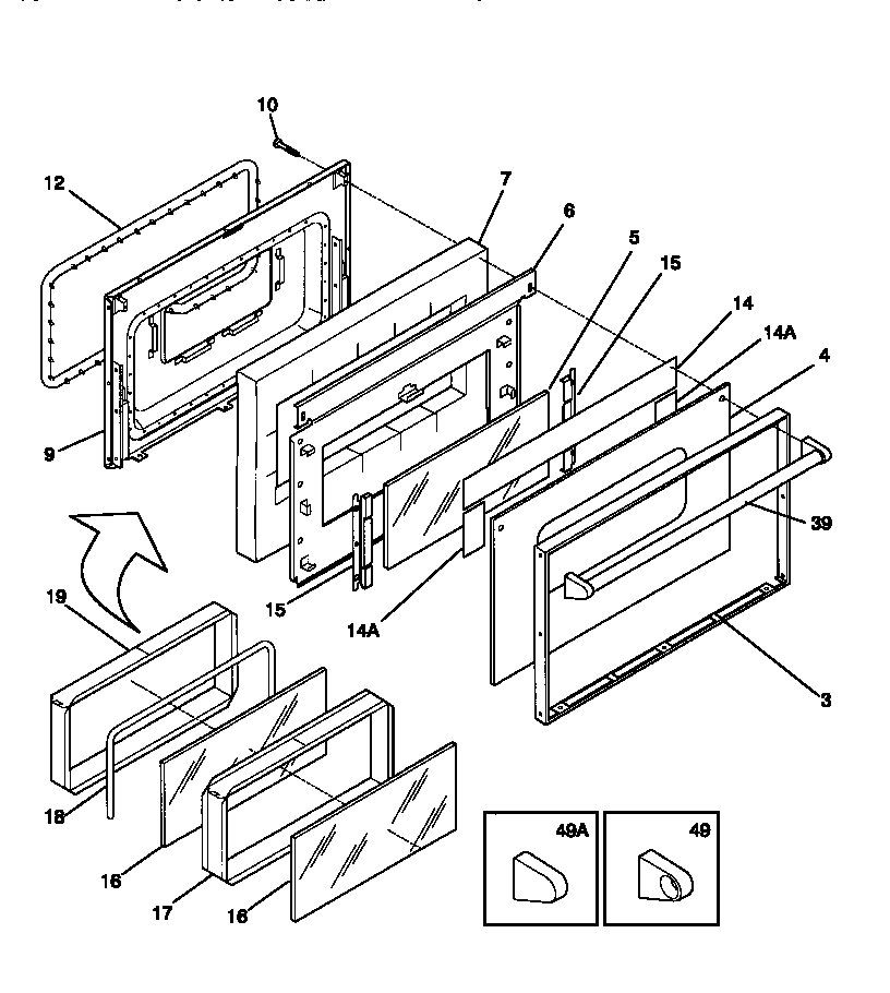 Tappan TEF354BCDA door diagram