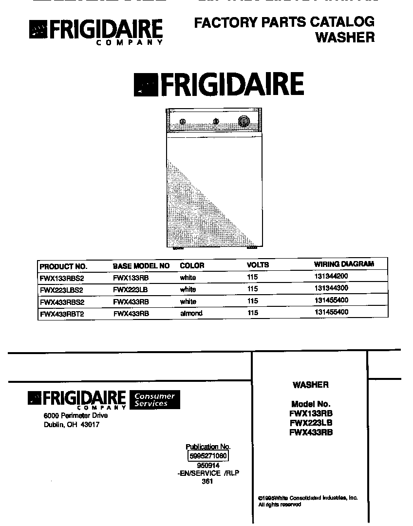 Frigidaire FWX433RBS2 cover diagram