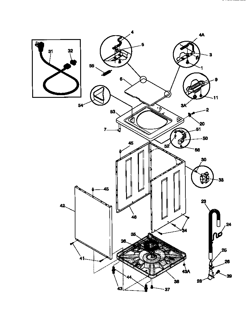 Frigidaire FWX433RBS2 cabinet/top diagram