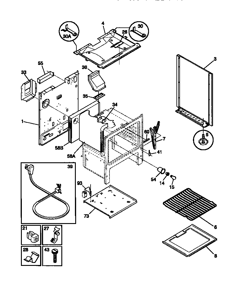 Tappan TGF332BCWA body diagram