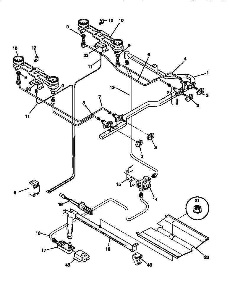 Tappan TGF330WCWA burner diagram