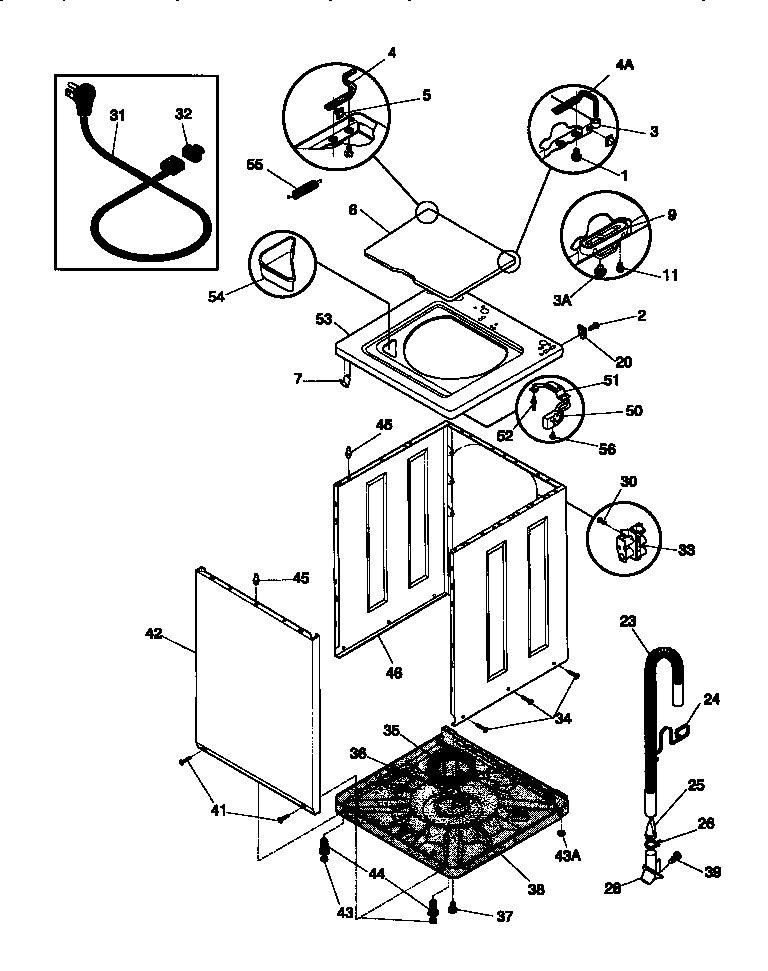 White-Westinghouse WWX443YBW3 cabinet/top diagram