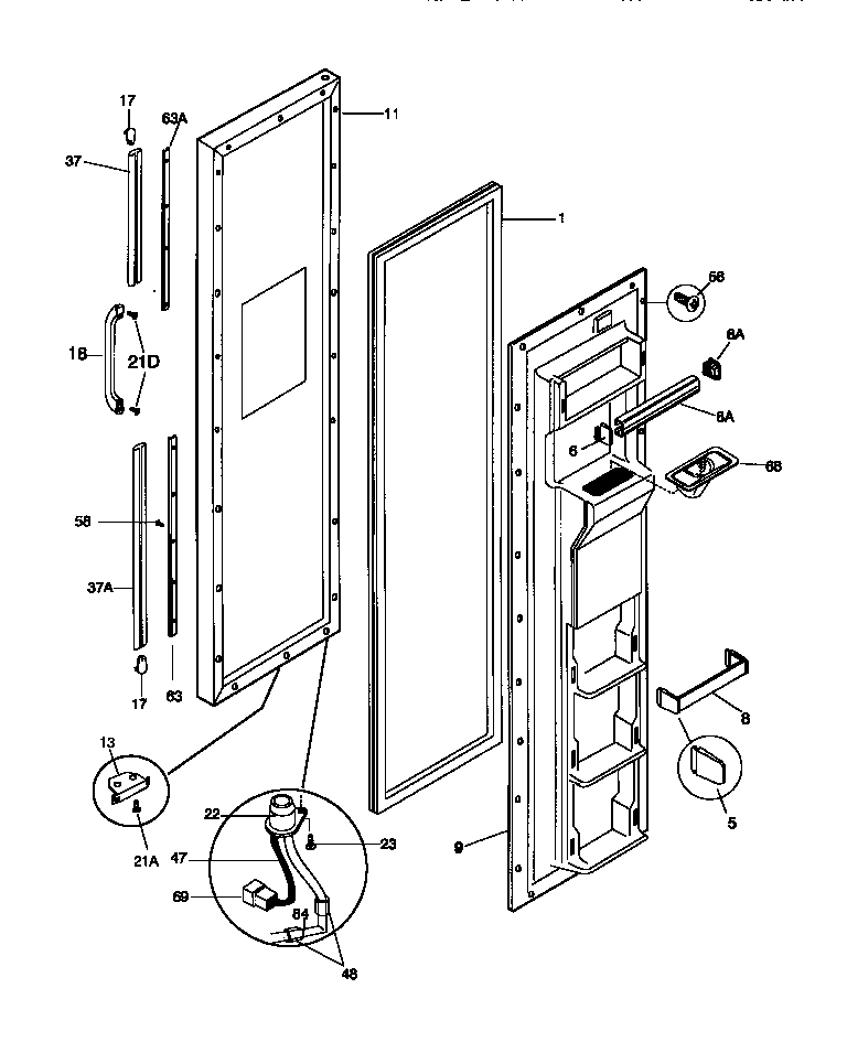 Gibson GRS22WNCW1 freezer door diagram