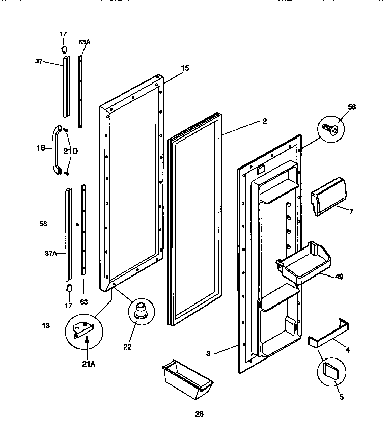 Gibson GRS22WNCW1 refrigerator door diagram