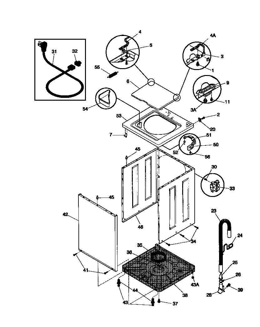 White-Westinghouse WWX645RBD2 cabinet/top diagram