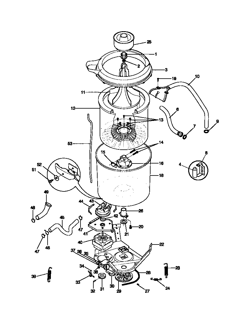 White-Westinghouse WWX645RBD2 motor/tub diagram