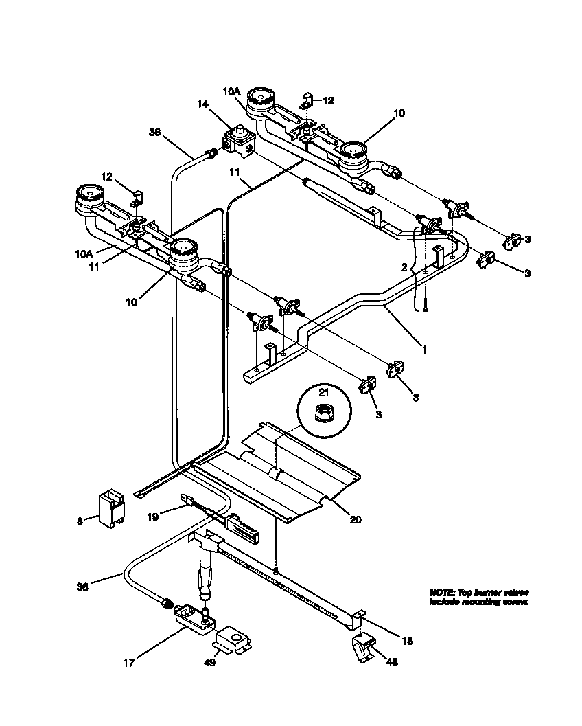 Gibson GGF322BBDC burner diagram
