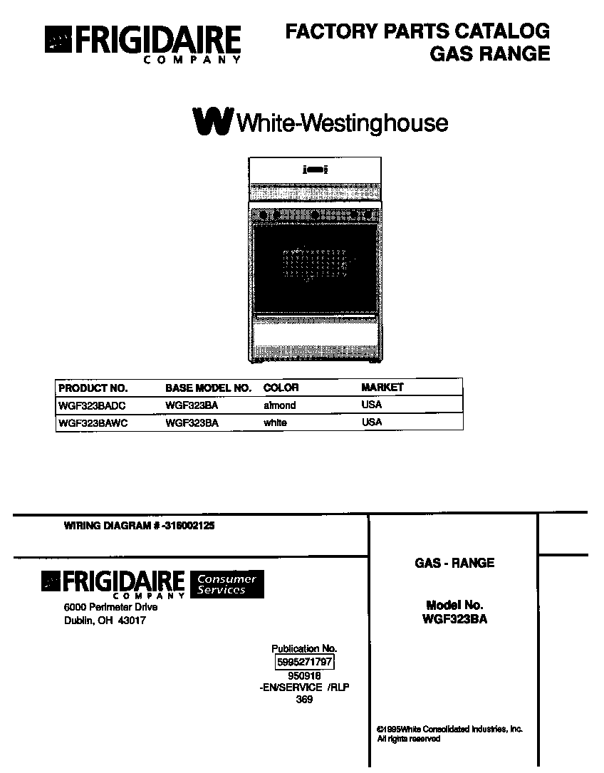 White-Westinghouse WGF323BAWC cover diagram