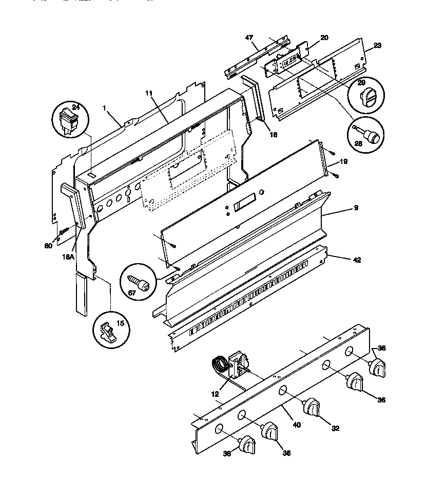 White-Westinghouse WGF323BAWC backguard diagram