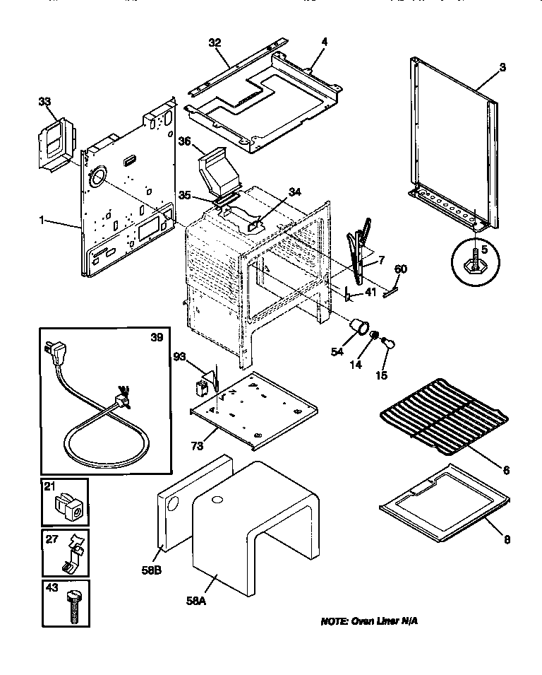 White-Westinghouse WGF323BAWC body diagram