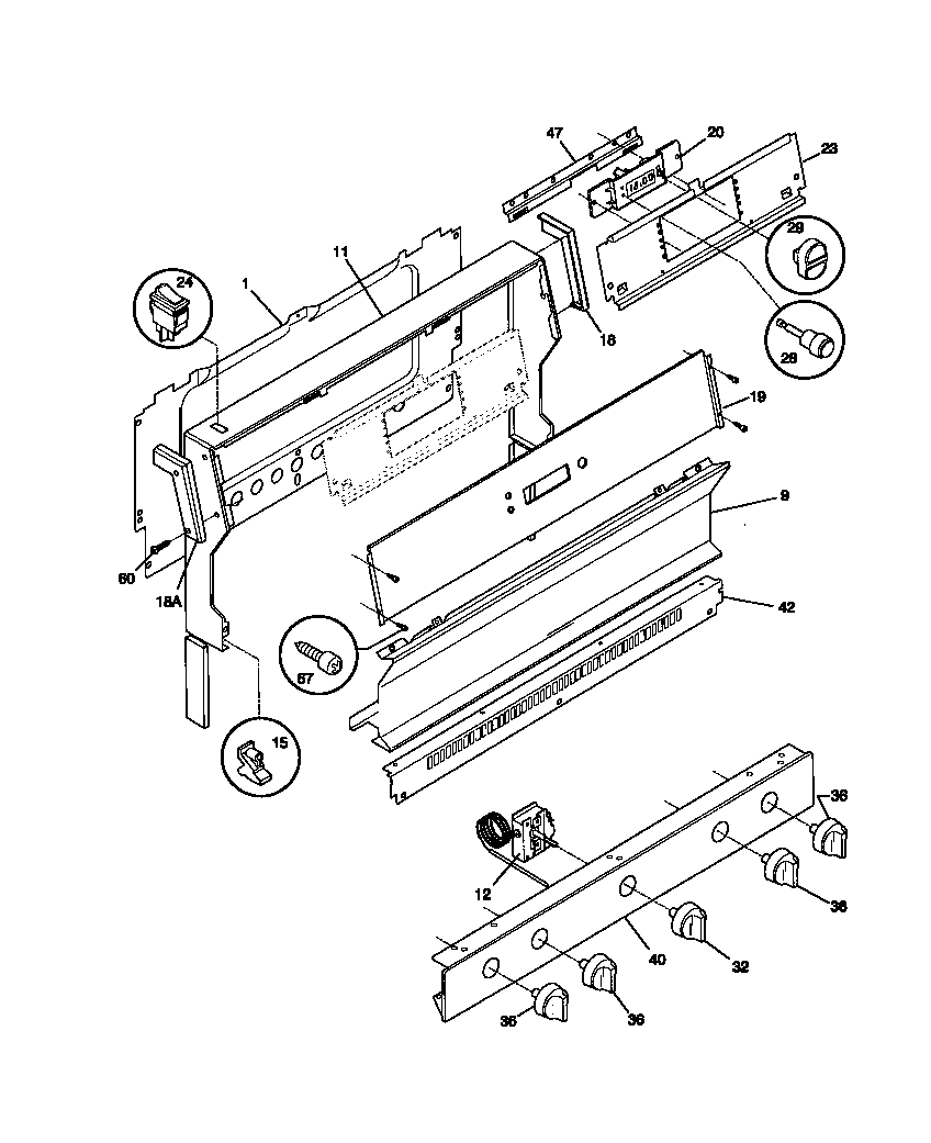 White-Westinghouse WGF325BADB backguard diagram