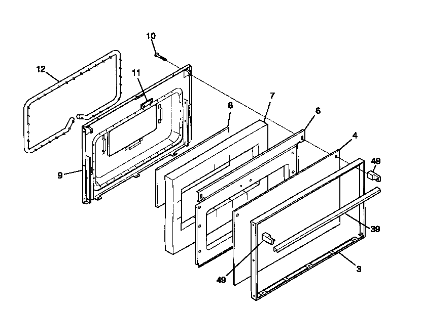 White-Westinghouse WGF325BADB door diagram
