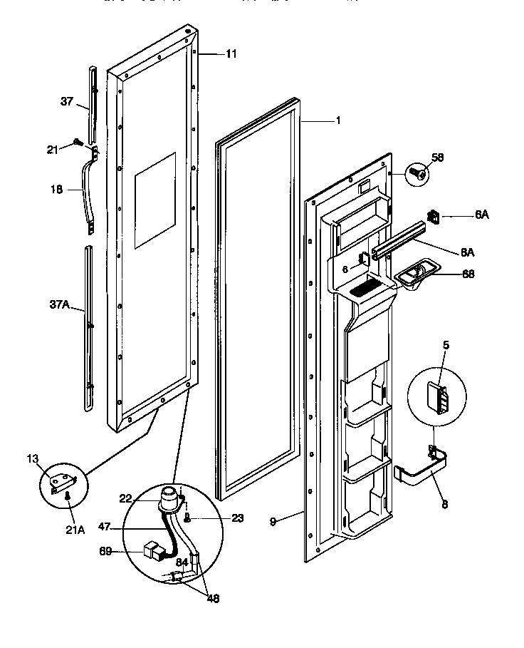 Frigidaire FRS22WNCD1 freezer door diagram