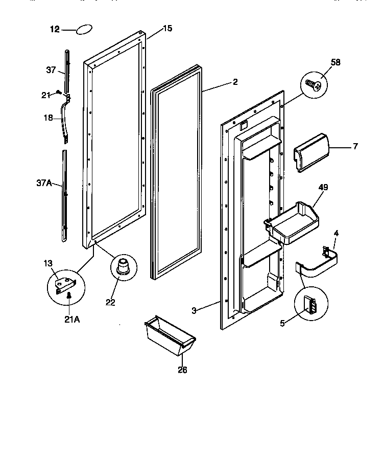 Frigidaire FRS22WNCD1 refrigerator door diagram