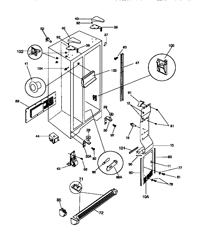 Frigidaire FRS22WNCD1 cabinet diagram