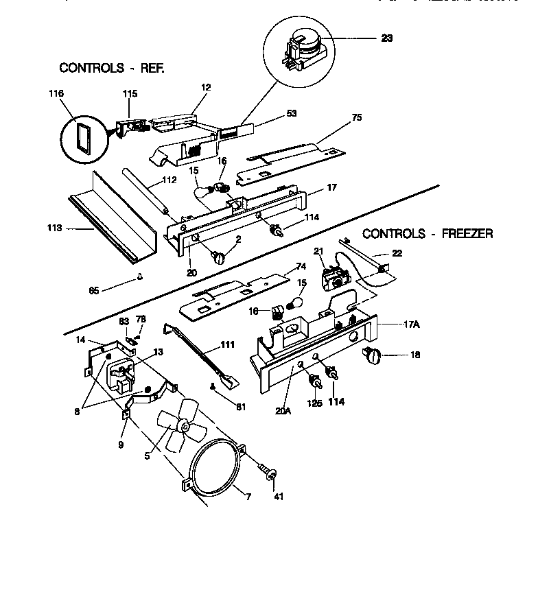 Frigidaire FRS22WNCD1 controls diagram