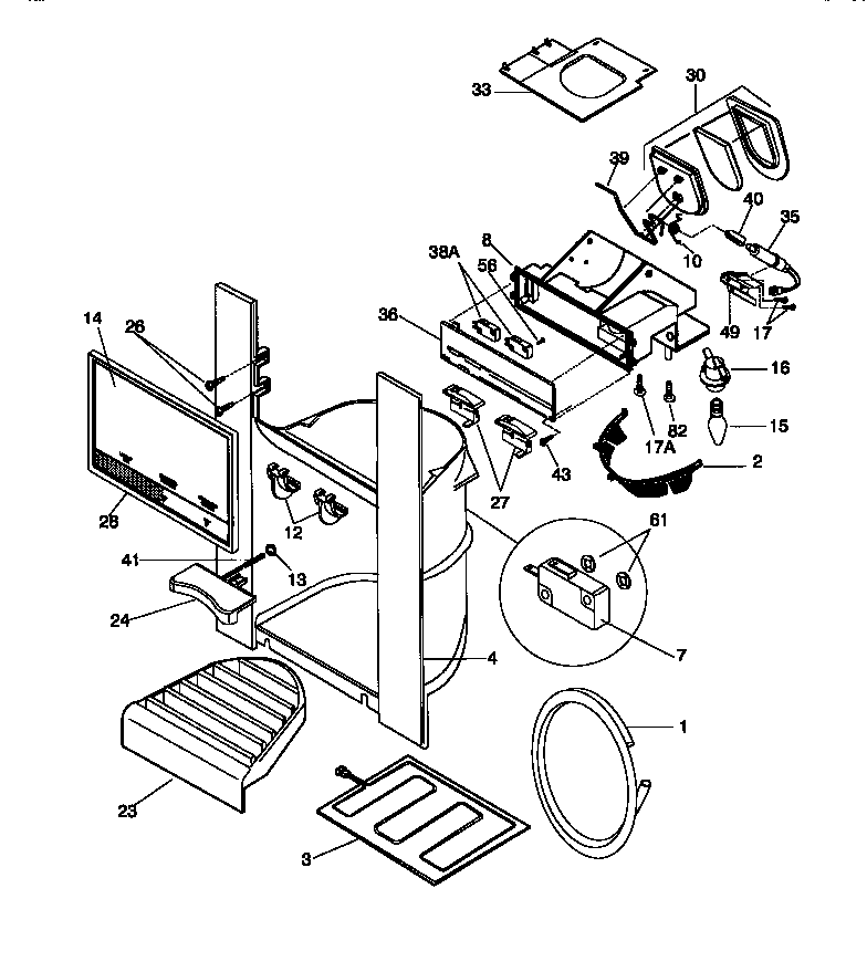 Frigidaire FRS22WNCD1 ice & water dispenser diagram