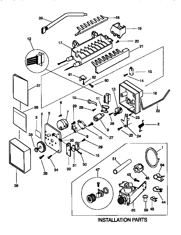 Frigidaire FRS22WNCD1 ice maker diagram